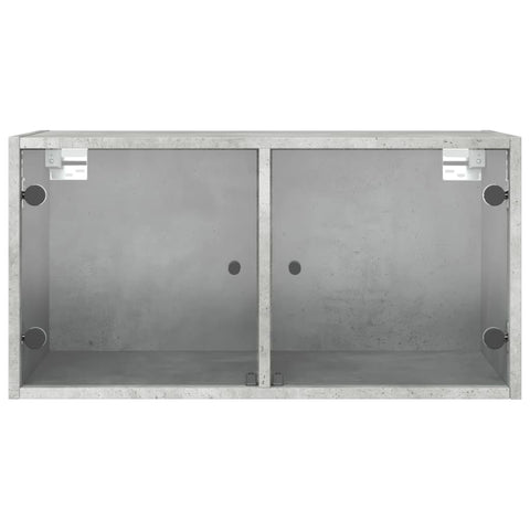 vidaXL Wall Cabinet with Glass Doors Concrete Grey 68.5x37x35 cm