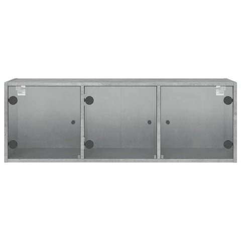 vidaXL Wall Cabinet with Glass Doors Concrete Grey 102x37x35 cm