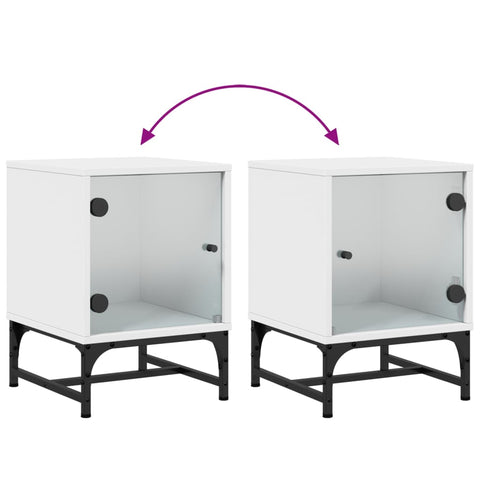 vidaXL Bedside Cabinet with Glass Door White 35x37x50 cm