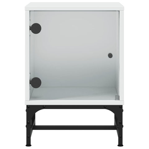 vidaXL Bedside Cabinets with Glass Doors 2 pcs White 35x37x50 cm