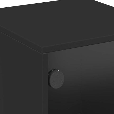 vidaXL Bedside Cabinets with Glass Doors 2 pcs Black 35x37x50 cm