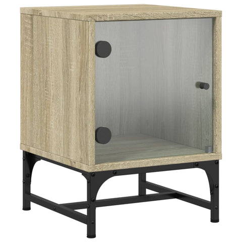vidaXL Bedside Cabinets with Glass Doors 2 pcs Sonoma Oak 35x37x50 cm