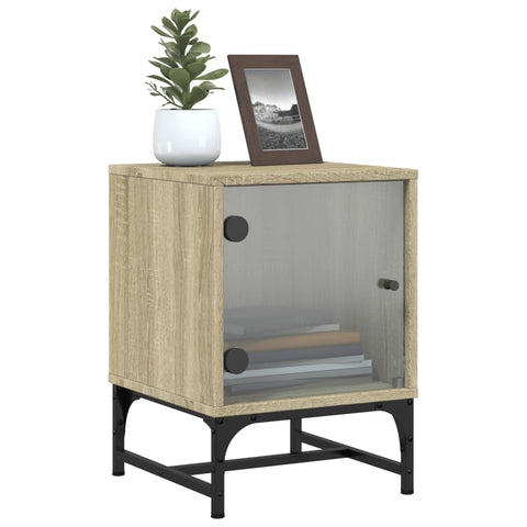 vidaXL Bedside Cabinets with Glass Doors 2 pcs Sonoma Oak 35x37x50 cm