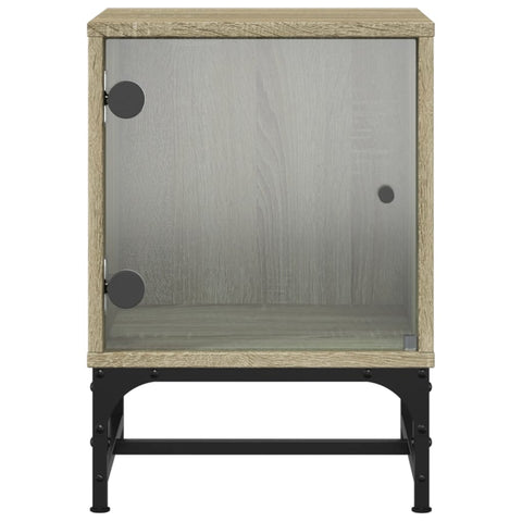 vidaXL Bedside Cabinets with Glass Doors 2 pcs Sonoma Oak 35x37x50 cm