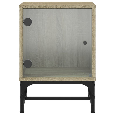 vidaXL Bedside Cabinets with Glass Doors 2 pcs Sonoma Oak 35x37x50 cm
