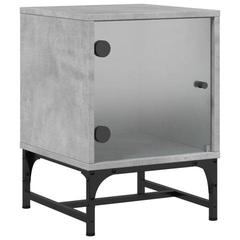 vidaXL Bedside Cabinet with Glass Door Concrete Grey 35x37x50 cm
