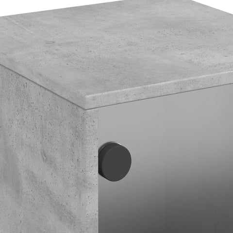 vidaXL Bedside Cabinet with Glass Door Concrete Grey 35x37x50 cm