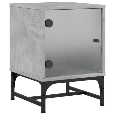 vidaXL Bedside Cabinets with Glass Doors 2 pcs Concrete Grey 35x37x50 cm