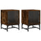 vidaXL Bedside Cabinets with Glass Doors 2 pcs Smoked Oak 35x37x50 cm