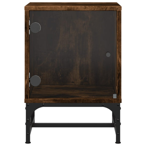 vidaXL Bedside Cabinets with Glass Doors 2 pcs Smoked Oak 35x37x50 cm