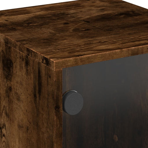 vidaXL Bedside Cabinets with Glass Doors 2 pcs Smoked Oak 35x37x50 cm