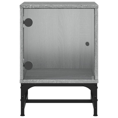 vidaXL Bedside Cabinet with Glass Door Grey Sonoma 35x37x50 cm