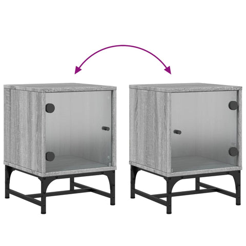 vidaXL Bedside Cabinet with Glass Door Grey Sonoma 35x37x50 cm