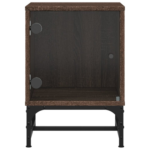 vidaXL Bedside Cabinet with Glass Door Brown Oak 35x37x50 cm