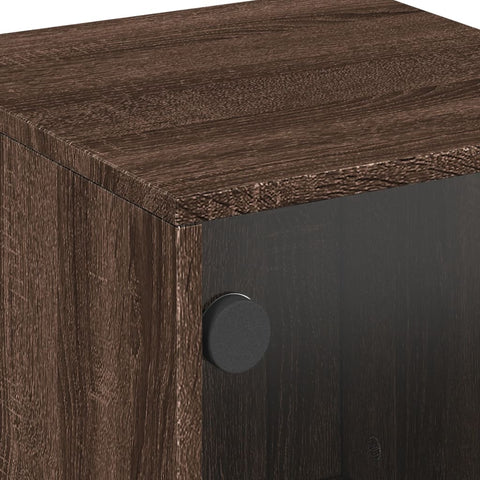 vidaXL Bedside Cabinet with Glass Door Brown Oak 35x37x50 cm