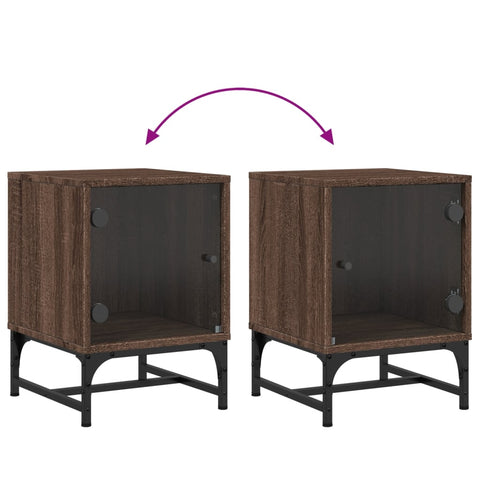 vidaXL Bedside Cabinet with Glass Door Brown Oak 35x37x50 cm