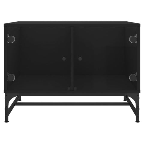 vidaXL Coffee Table with Glass Doors Black 68.5x50x50 cm
