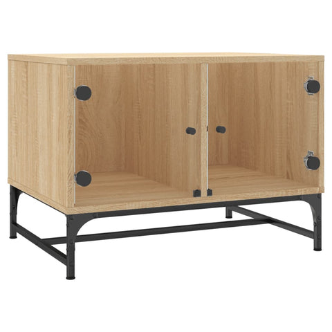 vidaXL Coffee Table with Glass Doors Sonoma Oak 68.5x50x50 cm