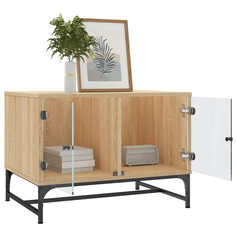 vidaXL Coffee Table with Glass Doors Sonoma Oak 68.5x50x50 cm