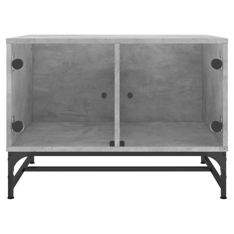vidaXL Coffee Table with Glass Doors Concrete Grey 68.5x50x50 cm