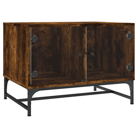 vidaXL Coffee Table with Glass Doors Smoked Oak 68.5x50x50 cm