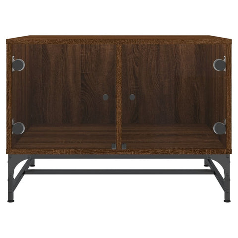 vidaXL Coffee Table with Glass Doors Brown Oak 68.5x50x50 cm