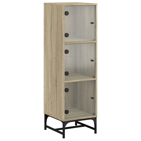 vidaXL Highboard with Glass Doors Sonoma Oak 35x37x120 cm