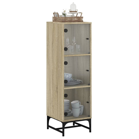 vidaXL Highboard with Glass Doors Sonoma Oak 35x37x120 cm