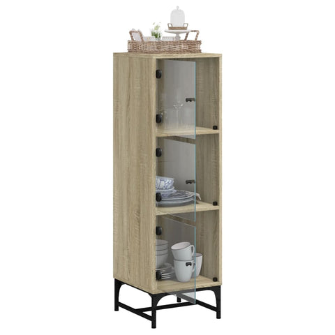 vidaXL Highboard with Glass Doors Sonoma Oak 35x37x120 cm