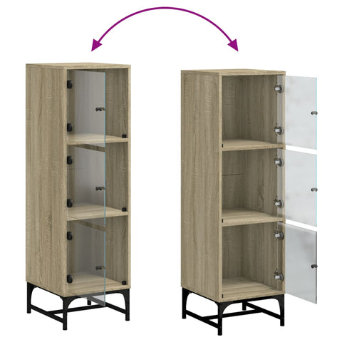 vidaXL Highboard with Glass Doors Sonoma Oak 35x37x120 cm