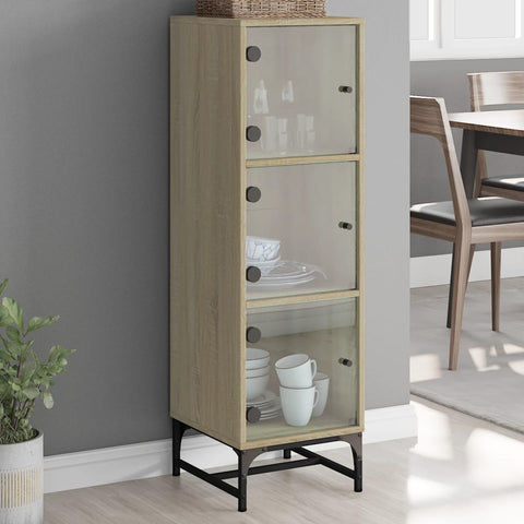 vidaXL Highboard with Glass Doors Sonoma Oak 35x37x120 cm