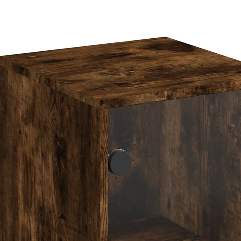 vidaXL Highboard with Glass Doors Smoked Oak 35x37x120 cm