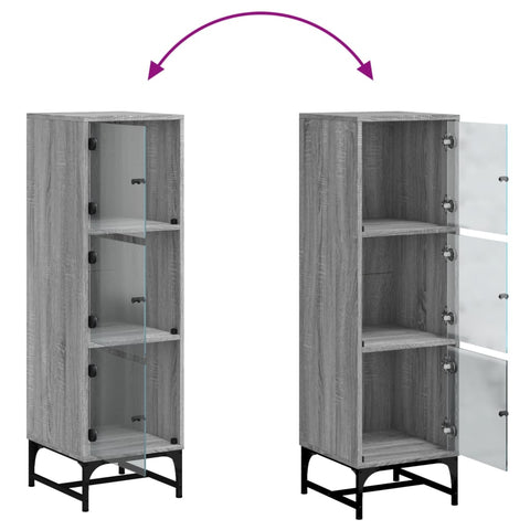 vidaXL Highboard with Glass Doors Grey Sonoma 35x37x120 cm