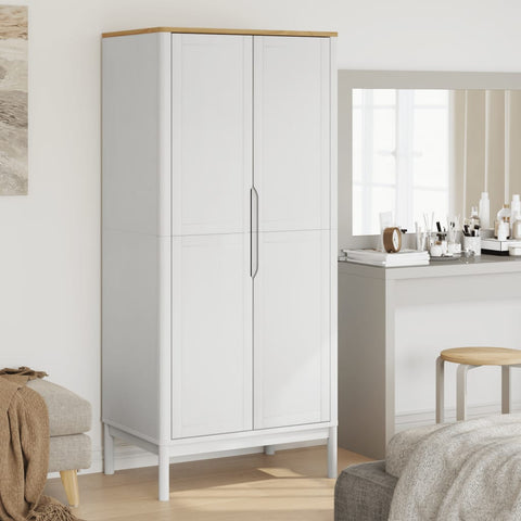 vidaXL Wardrobe FLORO White 77x53x171 cm Solid Wood Pine