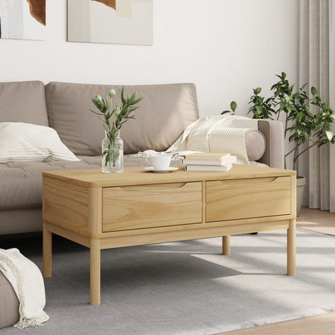 vidaXL Coffee Table FLORO Wax Brown 99x55.5x45 cm Solid Pine Wood