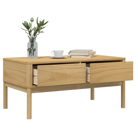 vidaXL Coffee Table FLORO Wax Brown 99x55.5x45 cm Solid Pine Wood