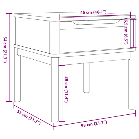 vidaXL Lamp Table FLORO White 55x55x54 cm Solid Wood Pine