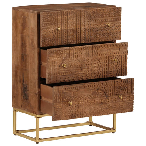 vidaXL Chest of Drawers 55x30x76 cm Solid Wood Mango and Iron