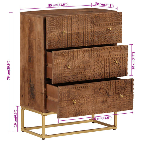 vidaXL Chest of Drawers 55x30x76 cm Solid Wood Mango and Iron
