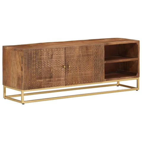 vidaXL TV Cabinet 110x30x40 cm Solid Wood Mango and Iron