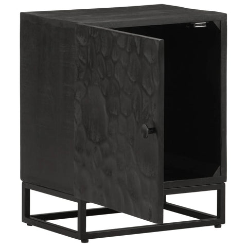 vidaXL Bedside Cabinet Black 40x30x50 cm Solid Wood Mango and Iron