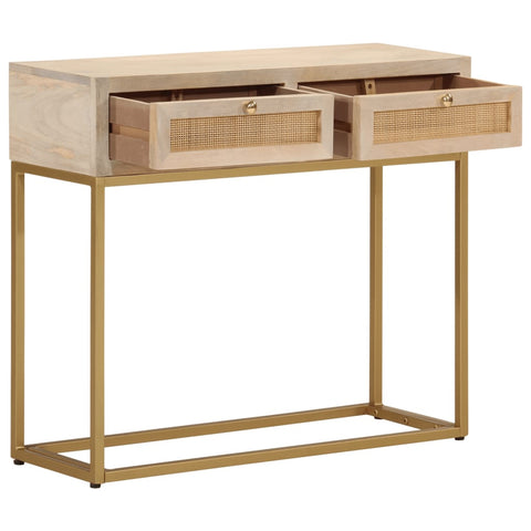 vidaXL Console Table 90x30x76 cm Solid Wood Mango and Iron