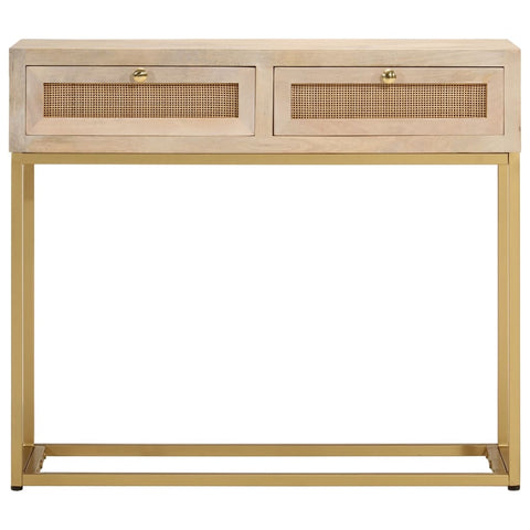 vidaXL Console Table 90x30x76 cm Solid Wood Mango and Iron