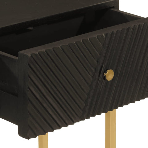 vidaXL Console Table Black 90x30x76 cm Solid Wood Mango and Iron