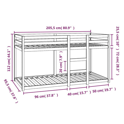 vidaXL Bunk Bed without Mattress White 90x200 cm Solid Wood Pine