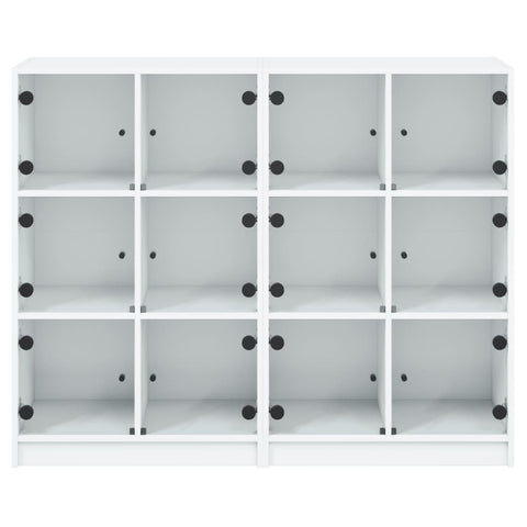 vidaXL Bookcase with Doors White 136x37x109 cm Engineered Wood