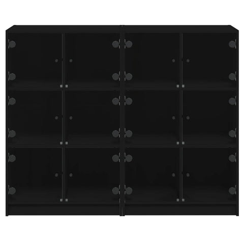 vidaXL Bookcase with Doors Black 136x37x109 cm Engineered Wood
