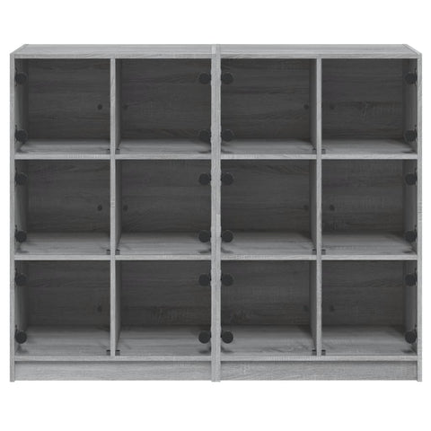 vidaXL Bookcase with Doors Grey Sonoma 136x37x109 cm Engineered Wood