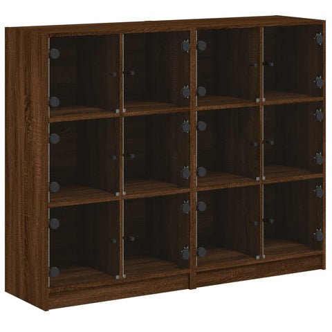 vidaXL Bookcase with Doors Brown Oak 136x37x109 cm Engineered Wood