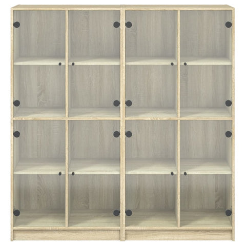 vidaXL Bookcase with Doors Sonoma Oak 136x37x142 cm Engineered Wood